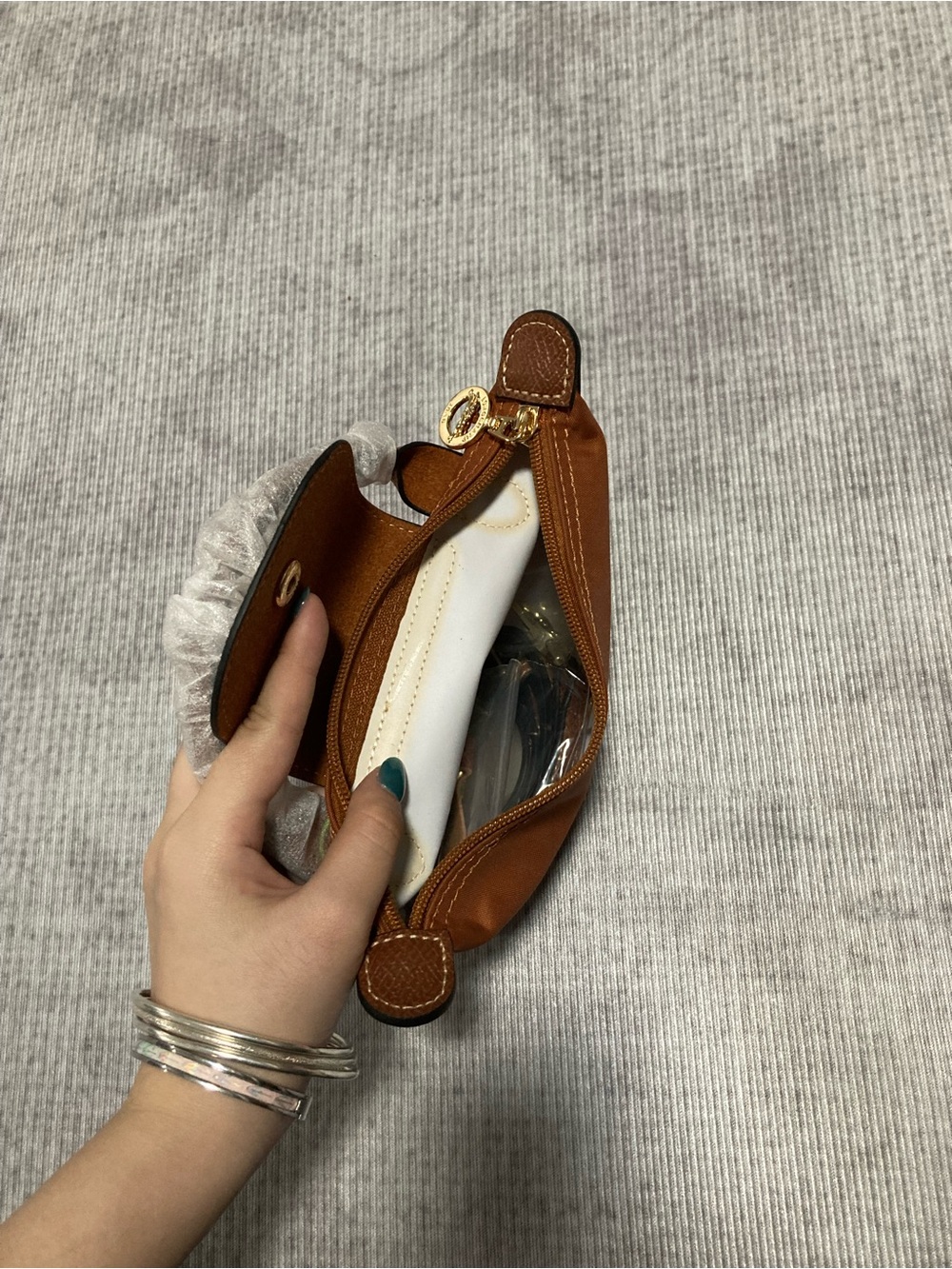 Longchamp Mini Top-Handle Bag in Brown with Gold Hardware - Picture 3 of 5